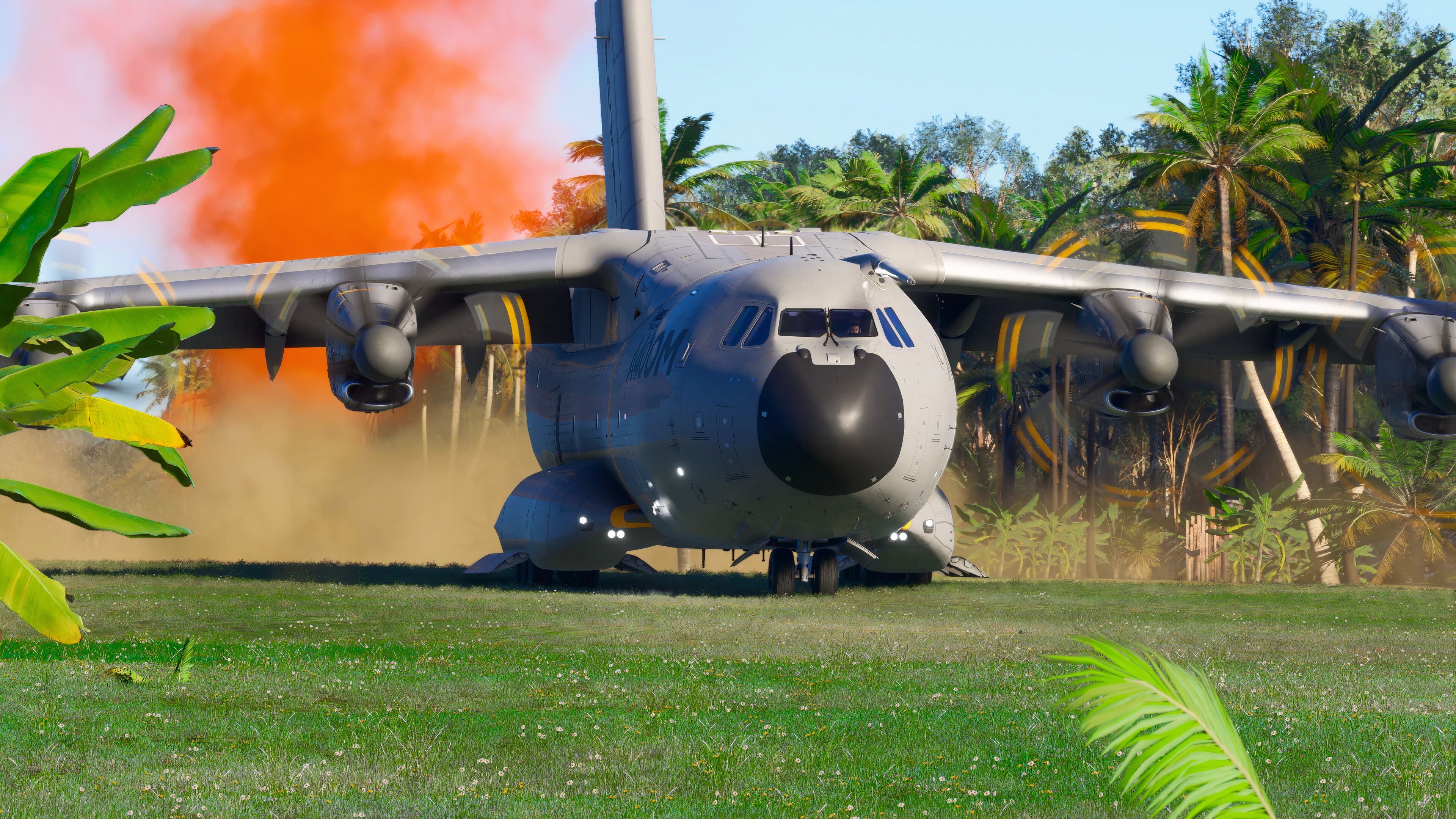 A plane landing in Flight Simulator 2024.