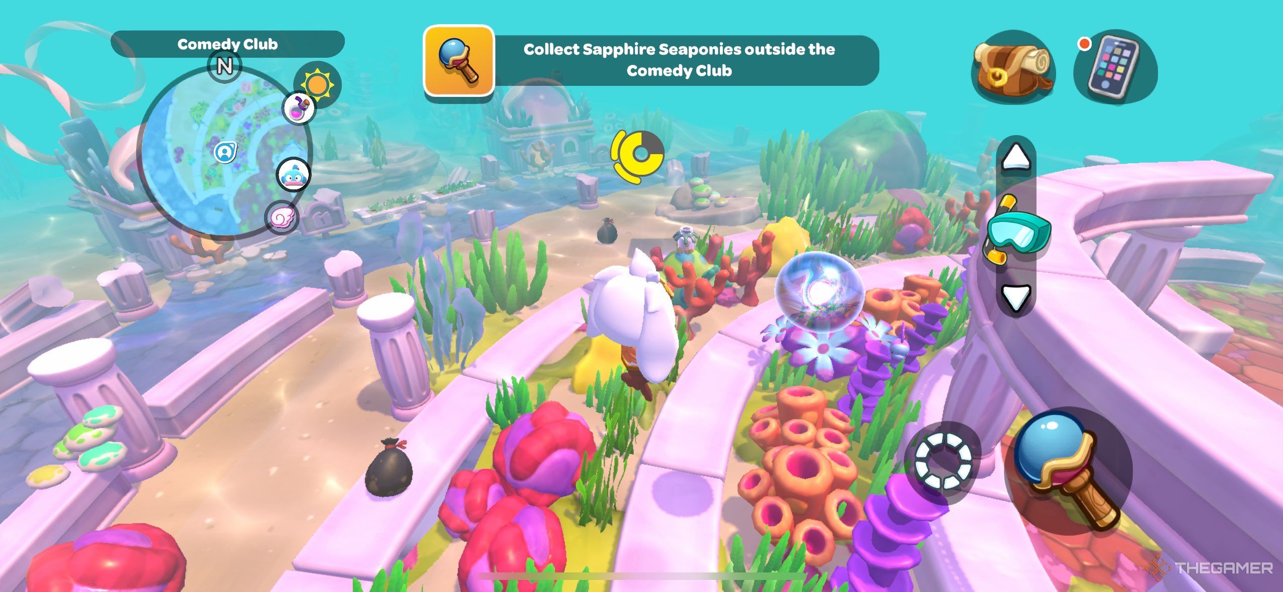 A player using the bubble wand in Hello Kitty Island Adventure.