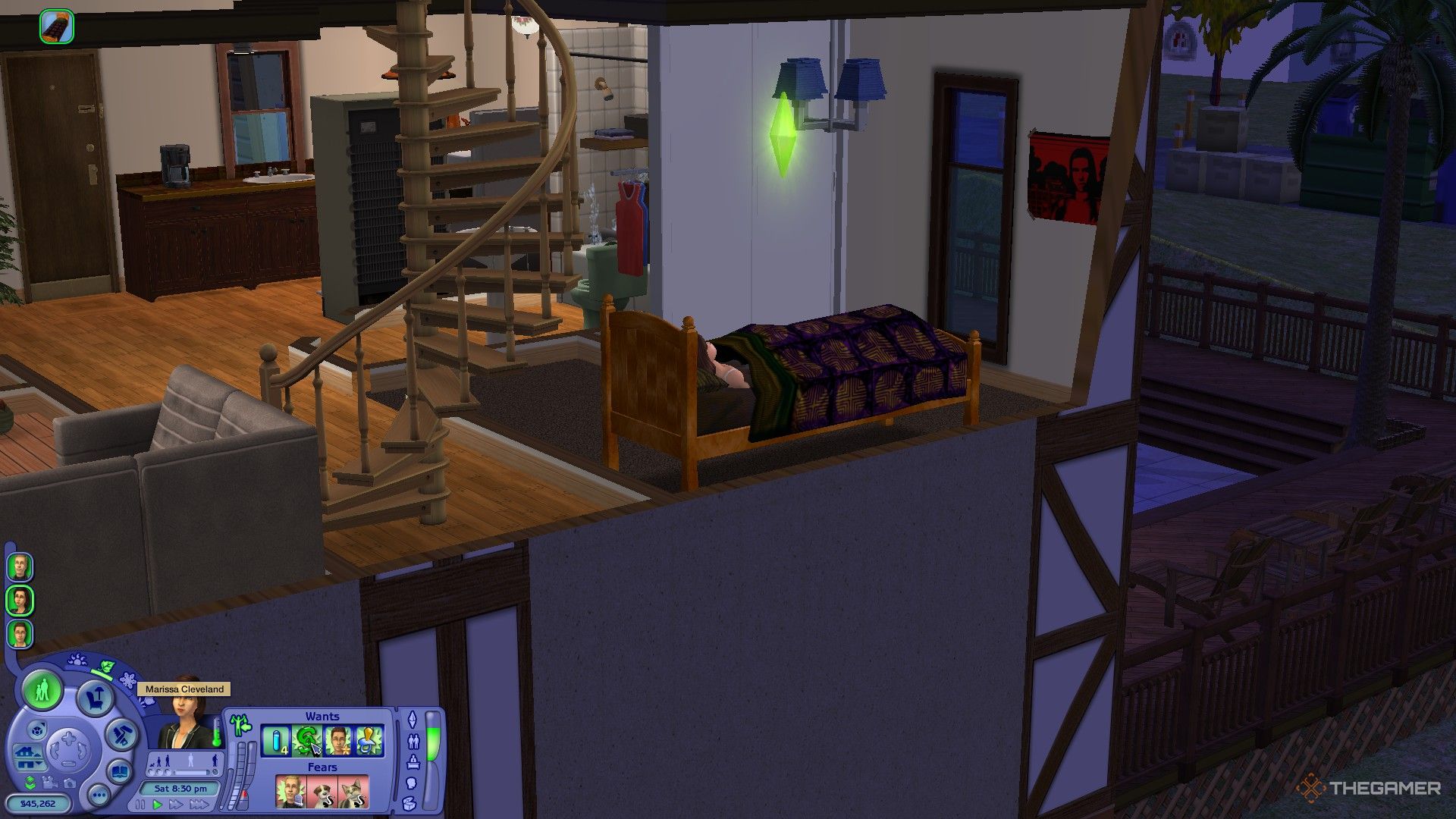 A Sim is sleeping in The Sims 2.