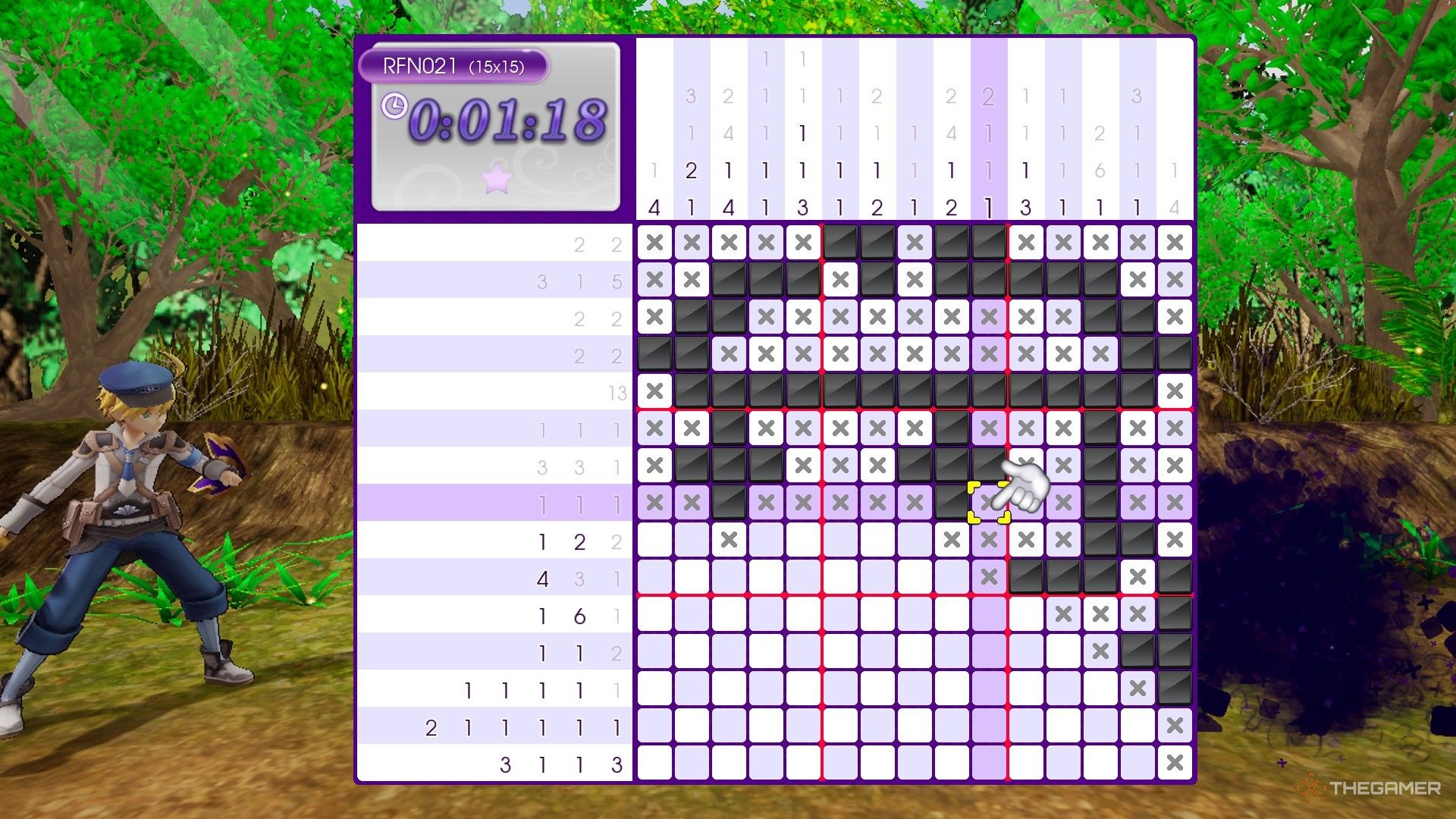 A traditional puzzle in progress in Piczle Cross Rune Factory.