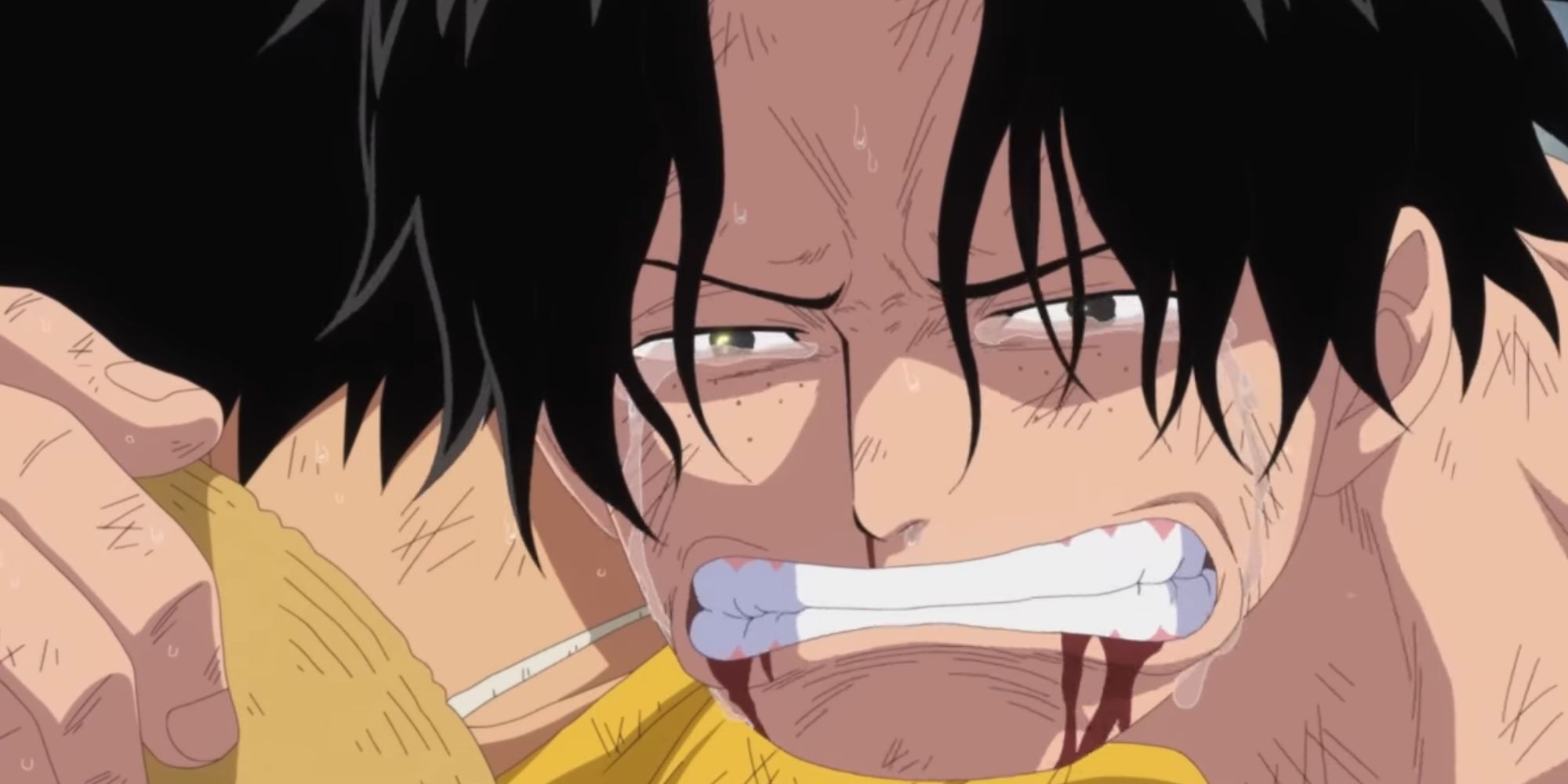 Ace thanks Luffy for loving him right before dying.