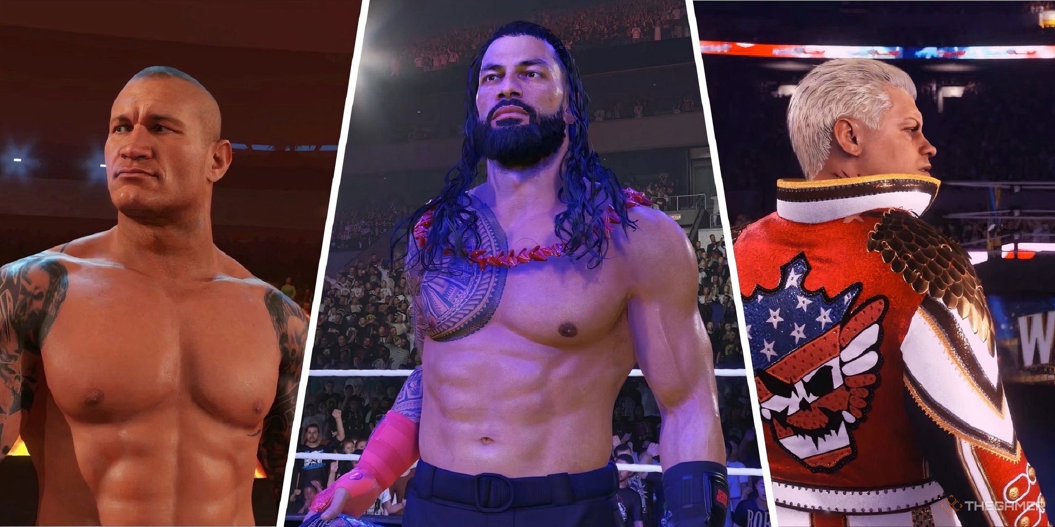 An image of the highest rated male superstars in WWE 2K24