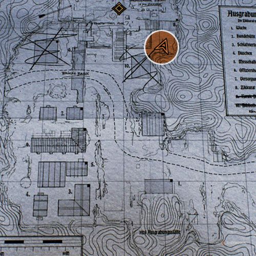 An orange circle shows the location of Excavation Plans in Indiana Jones And The Great Circle