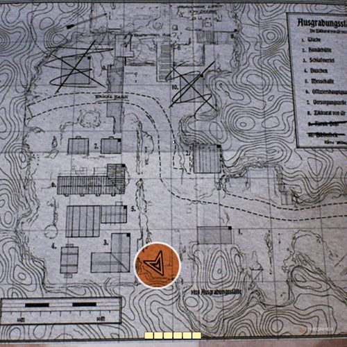 An orange circle shows the location of Excavation Site Map in Indiana Jones And The Great Circle