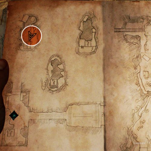 An orange circle shows the location of the Nineveh Document in Indiana Jones And The Great Circle