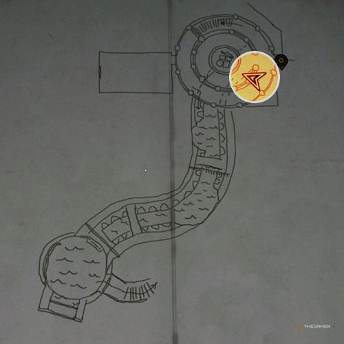 An orange circle shows the photo location of the Great Tower Hall in Indiana Jones And The Great Circle