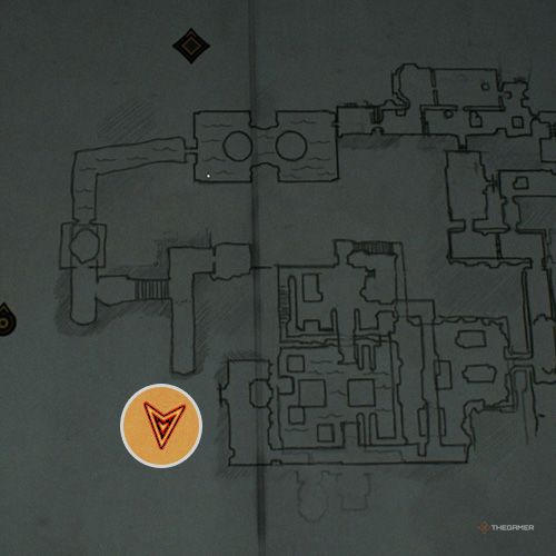 An orange circle shows the photo location of the Lovers Tomb in Indiana Jones And The Great Circle