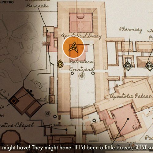 An orange circle shows the photo location of the Ornate Door in Indiana Jones And The Great Circle