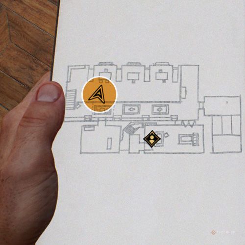 An orange circle shows the photo location of the Study Group in Indiana Jones And The Great Circle