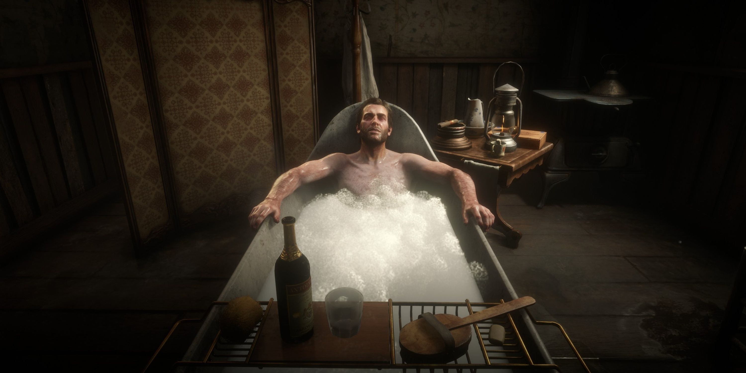 arthur morgan in the bath