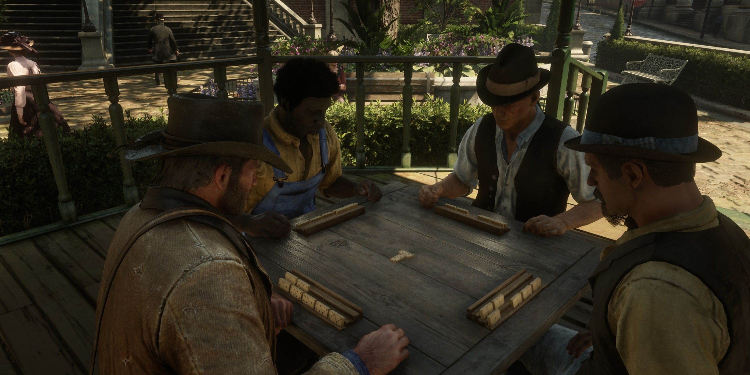 arthur plays dominoes