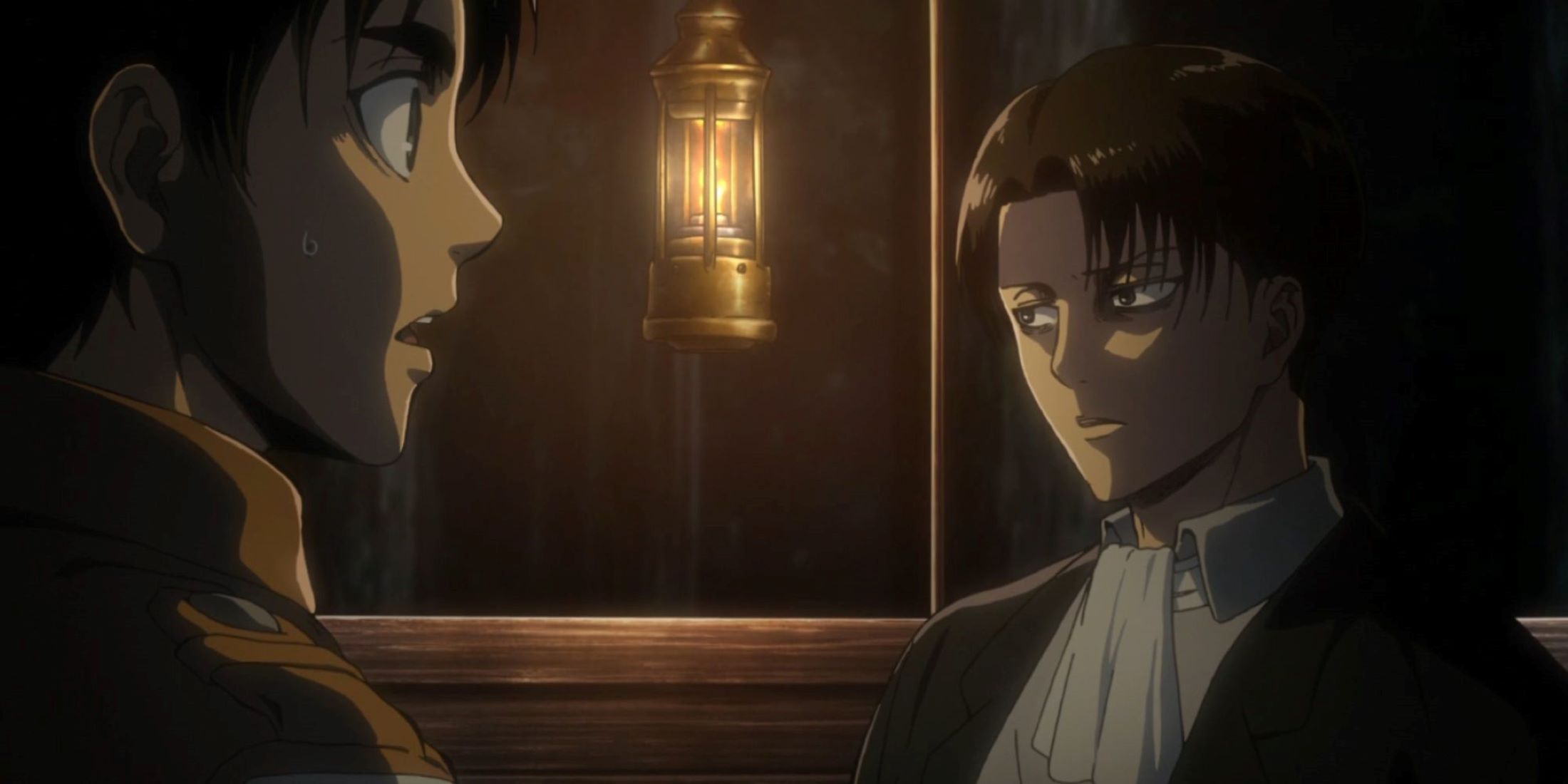 Eren and Levi talking in carriage at night