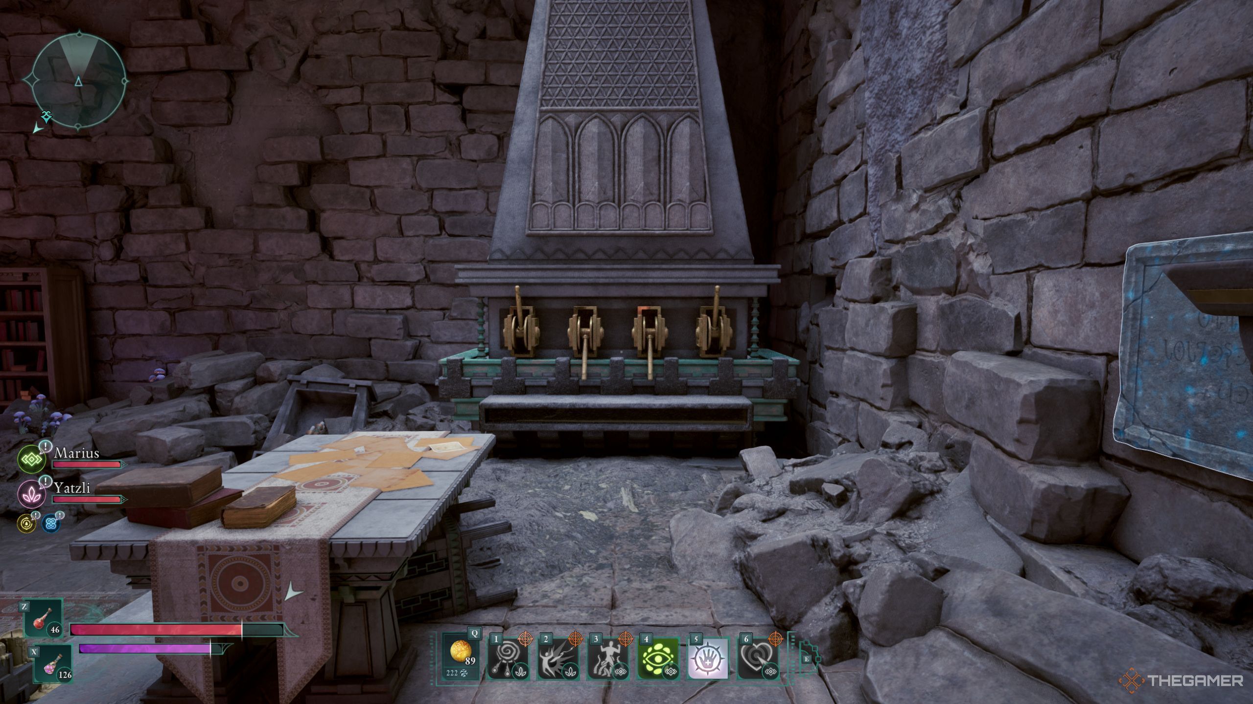 Avowed position of levers to open secret door in Shatterscarp pargrun cache.