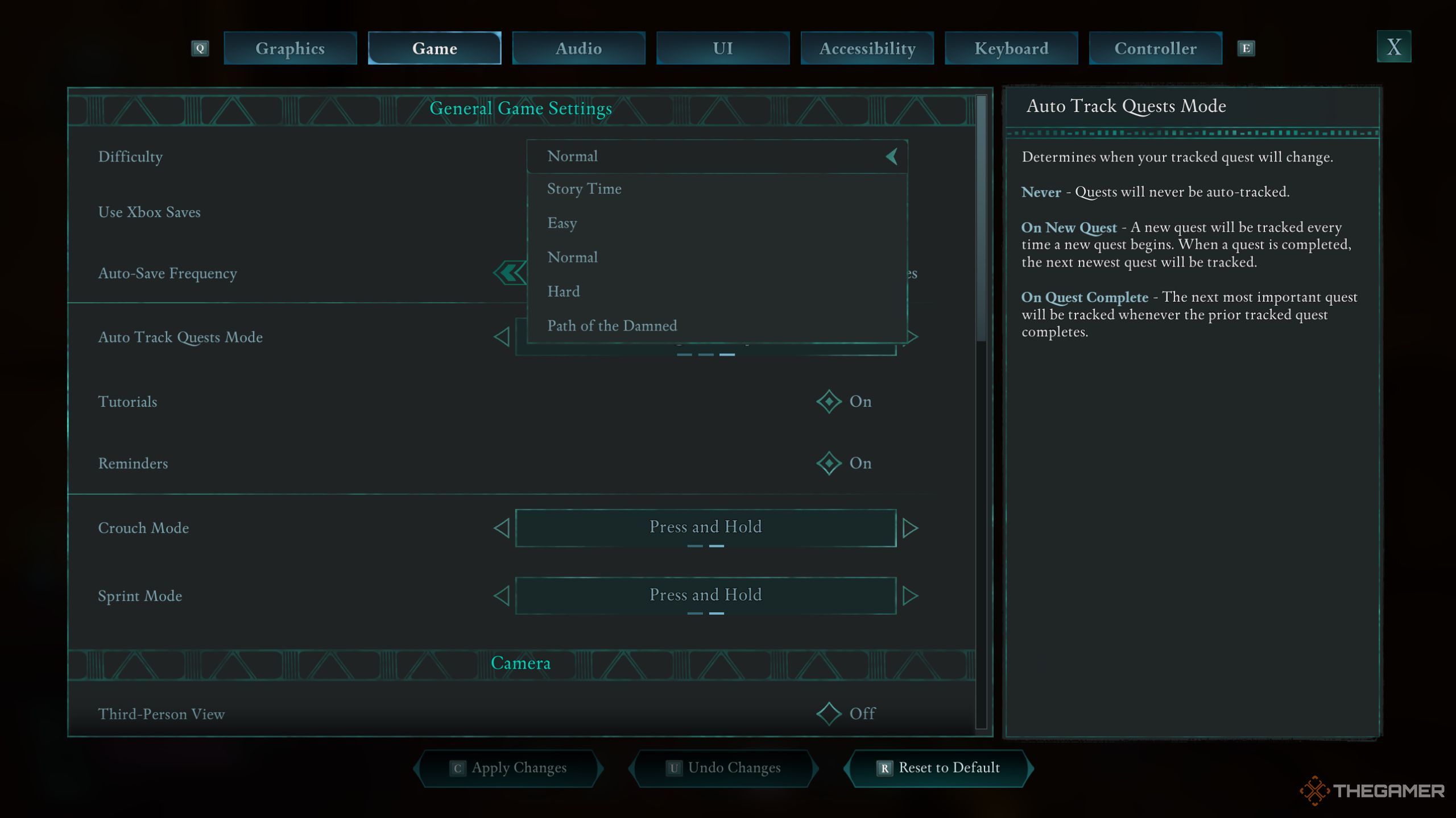 Avowed setting to change difficulty mid-game.