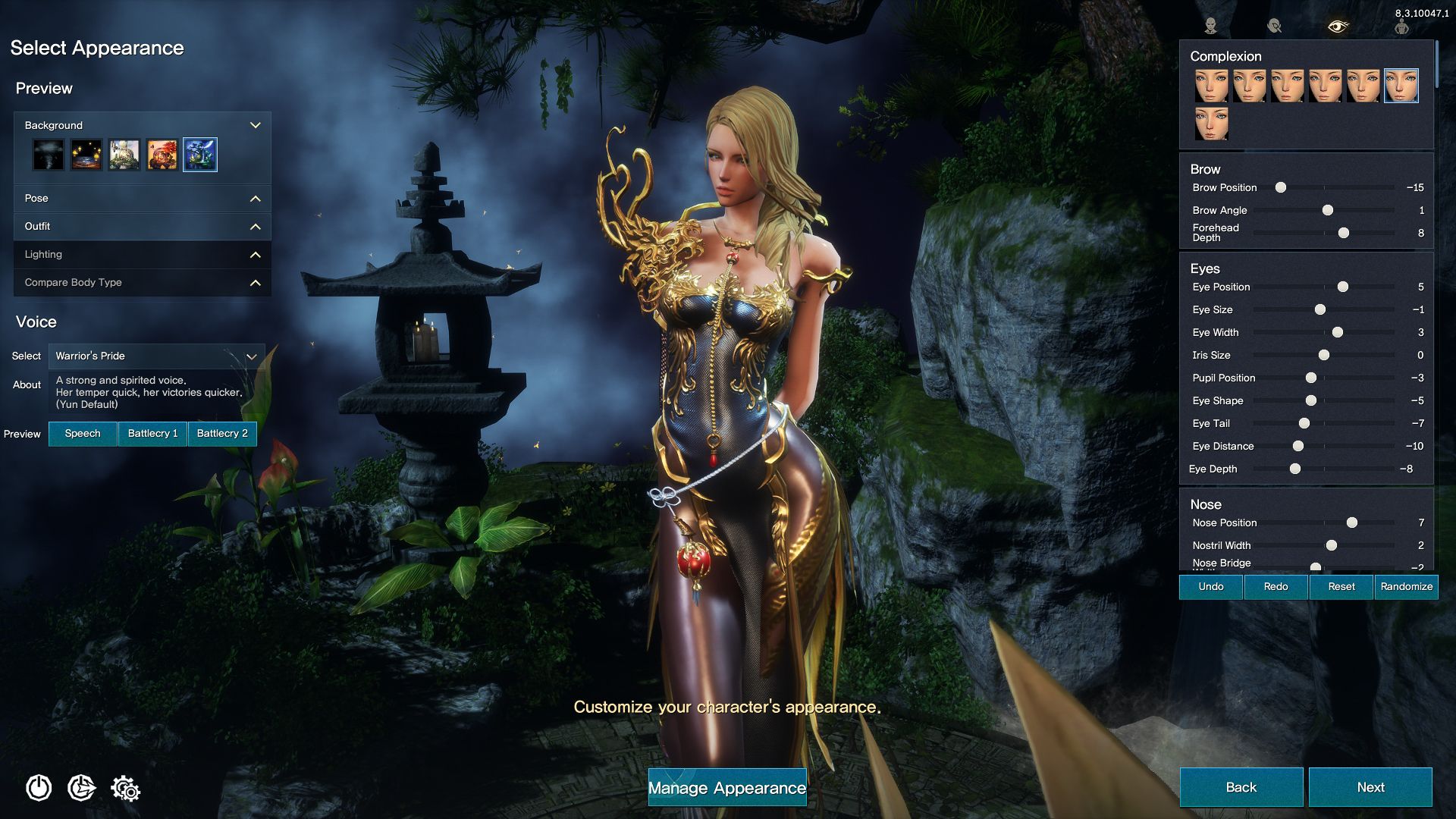 The Character Creation Menu in Blade & Soul NEO.