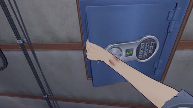 The protagonist opens the basement safe, which displays the 4970 code on it.