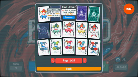 The player looks through their collection of Jokers to Prorder Cards in one of the best Balatro mods.