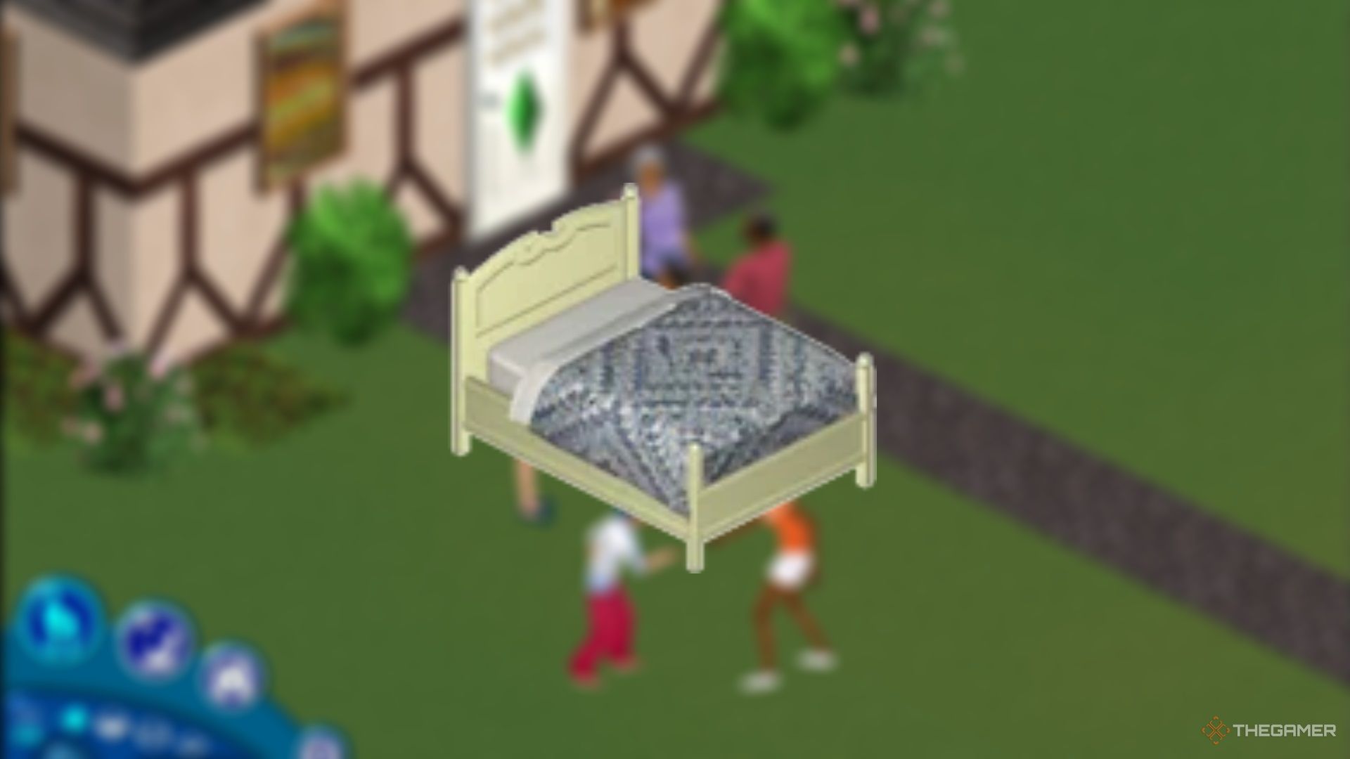 A bed in The Sims.