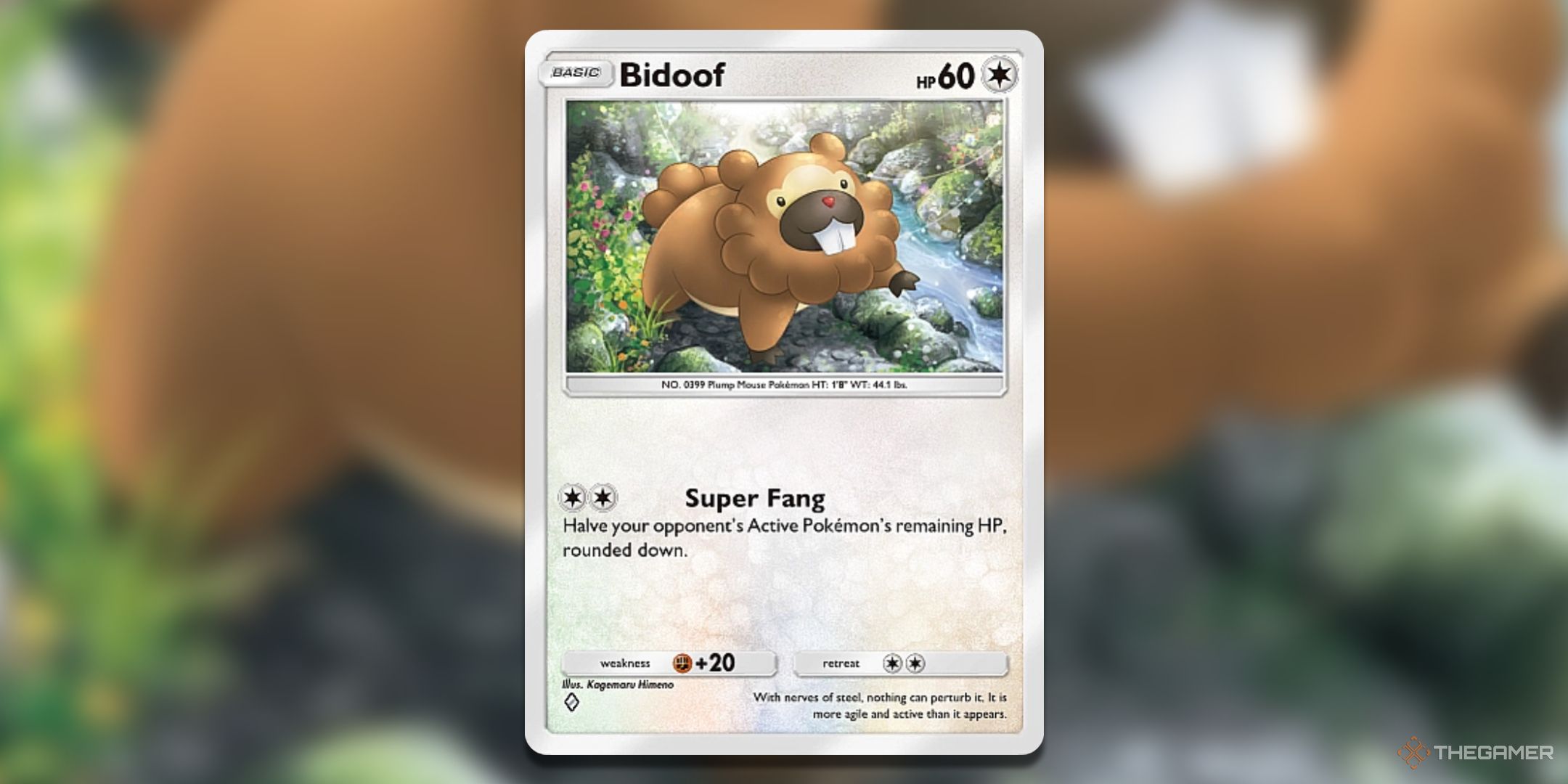 Bidoof Pokemon TCG Pocket Space Time Smackdown Card Art.