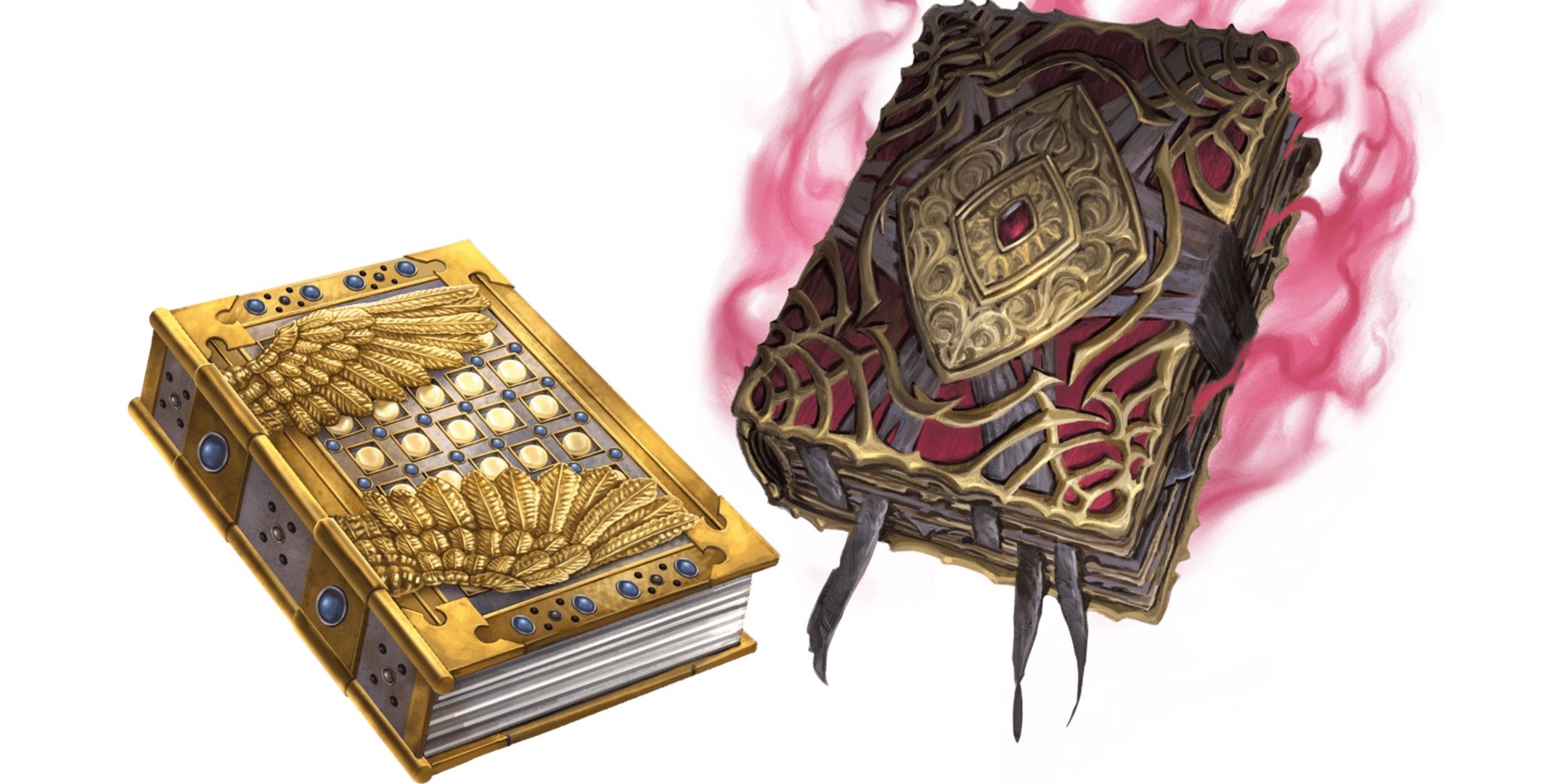 The Book Of Exalted Deeds and The Book Of Vile Darkness, from Dungeons & Dragons.