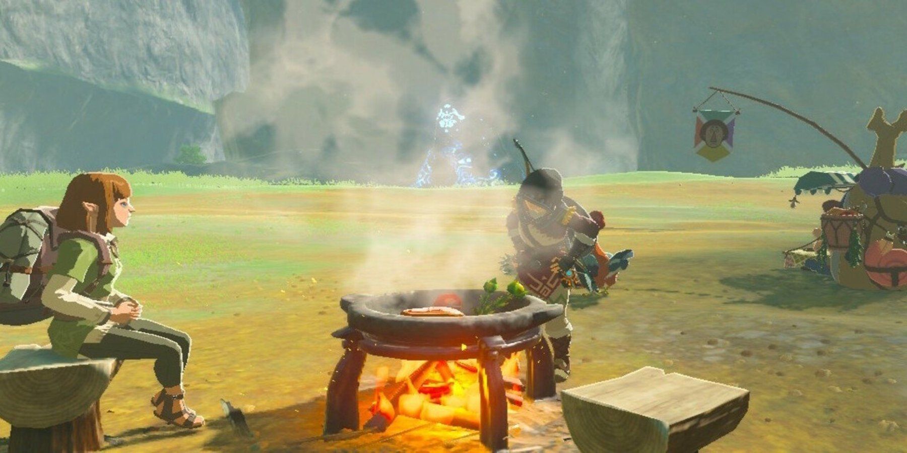 breath of the wild cooking character sits