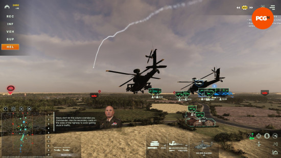 Broken Arrow preview: two modern attack helicopters flying in formation.