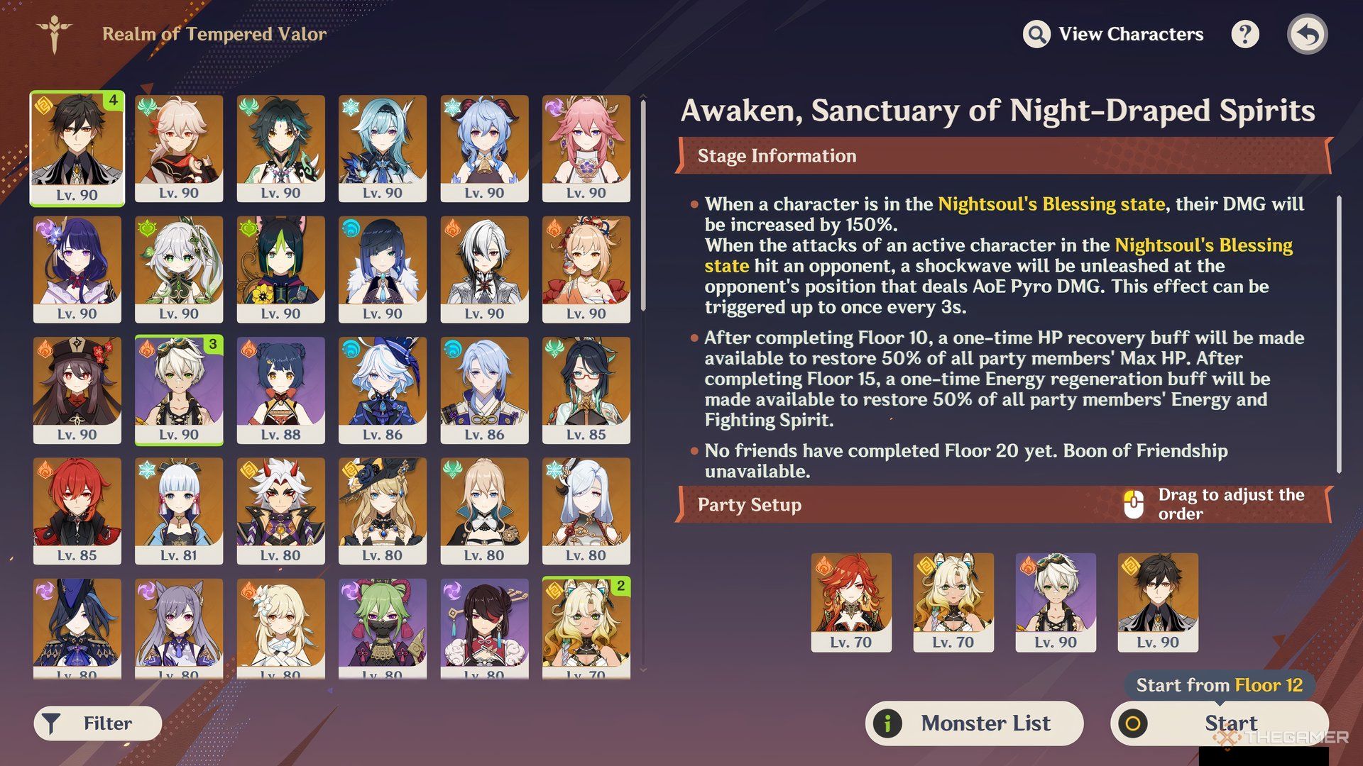 Challenge 1 display screen in Realm of Tempered Valor event in Genshin Impact.