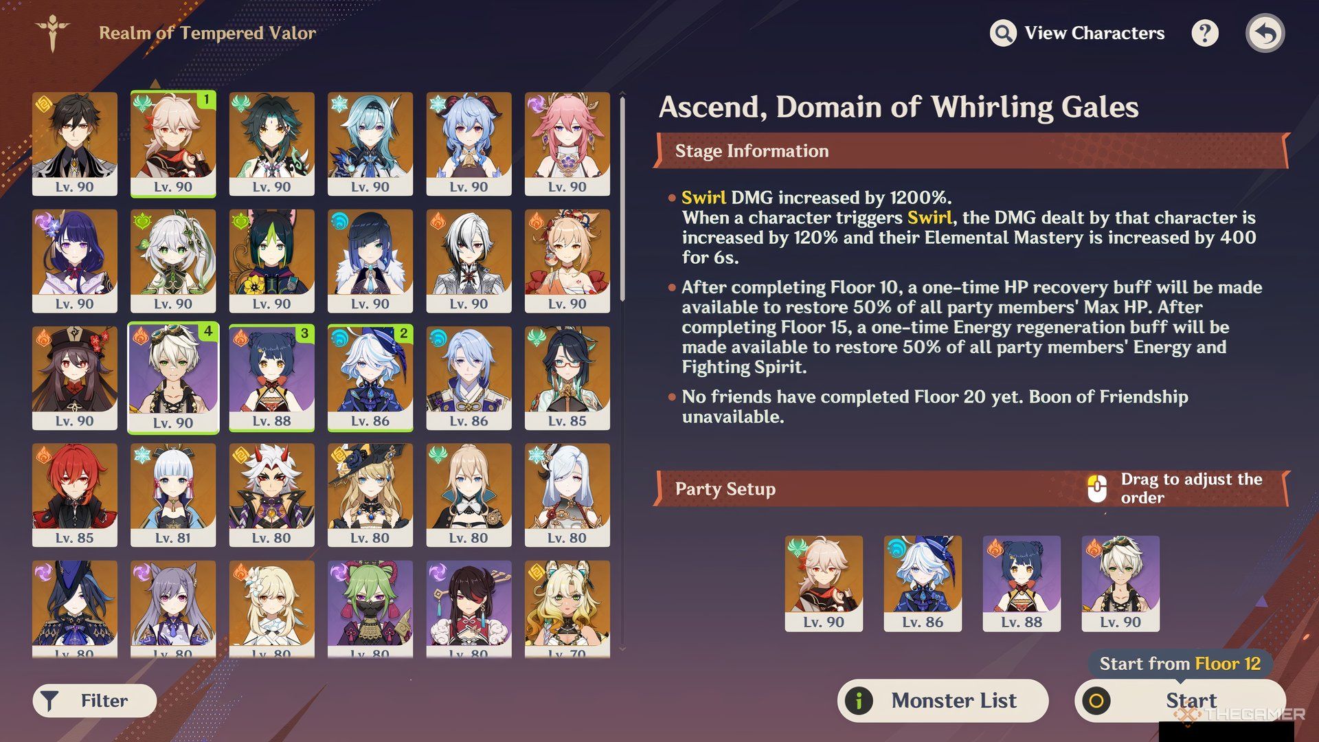 Challenge 3 display screen in Realm of Tempered Valor Genshin Impact.