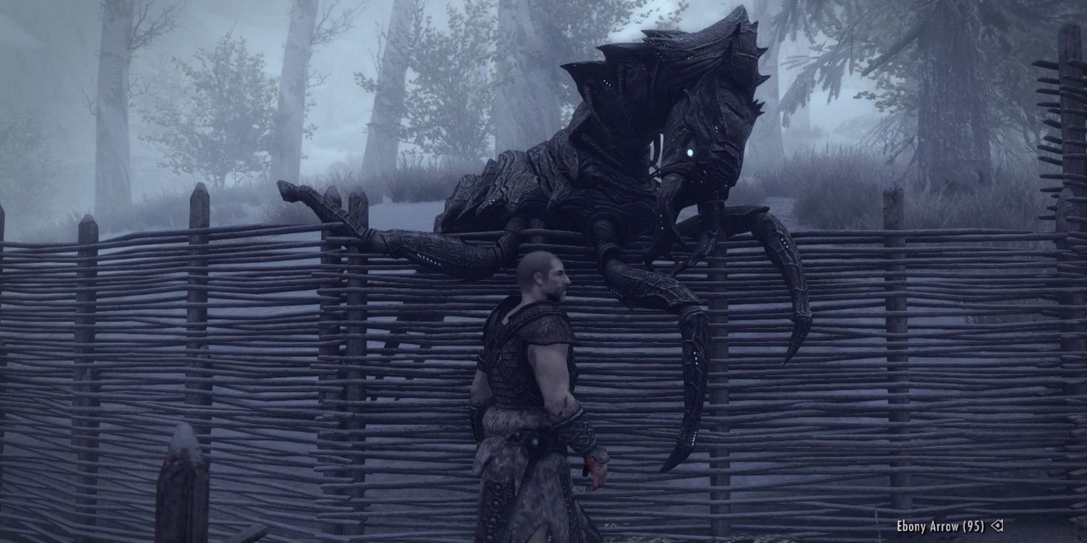 Chaurus Reaper body caught in fence