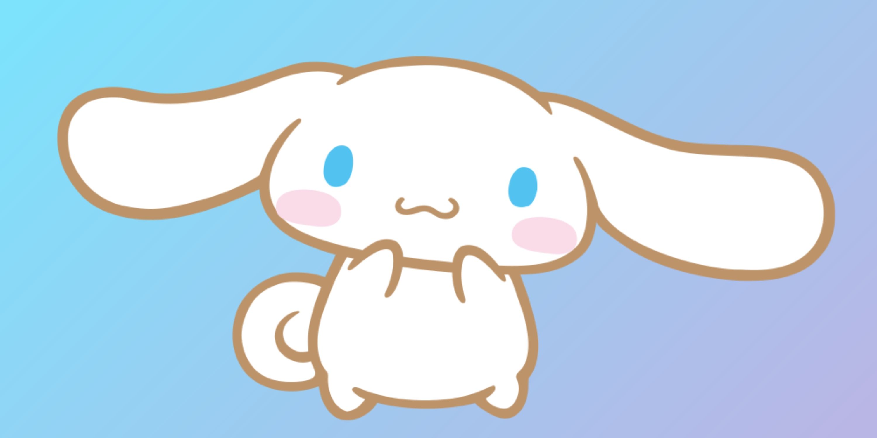 Cinnamoroll on a blue gradient background.