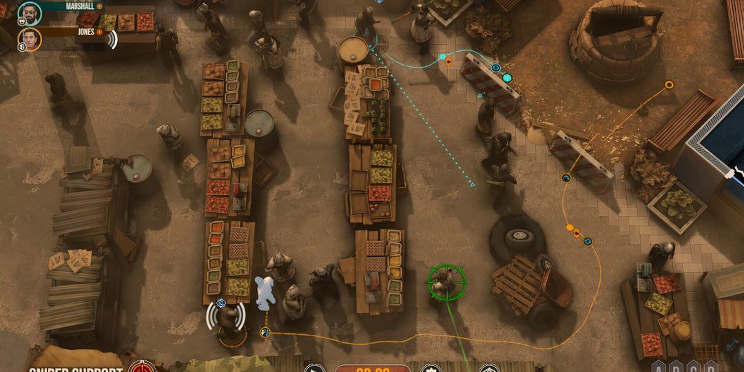 Assaulters clearing a market in Doorkickers 2.