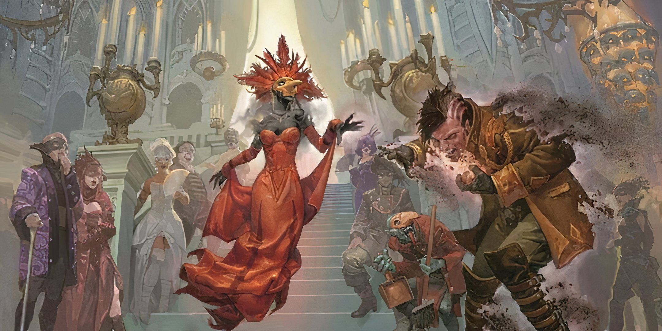 A player character dying at a masquerade ball in Dungeons & Dragons. 