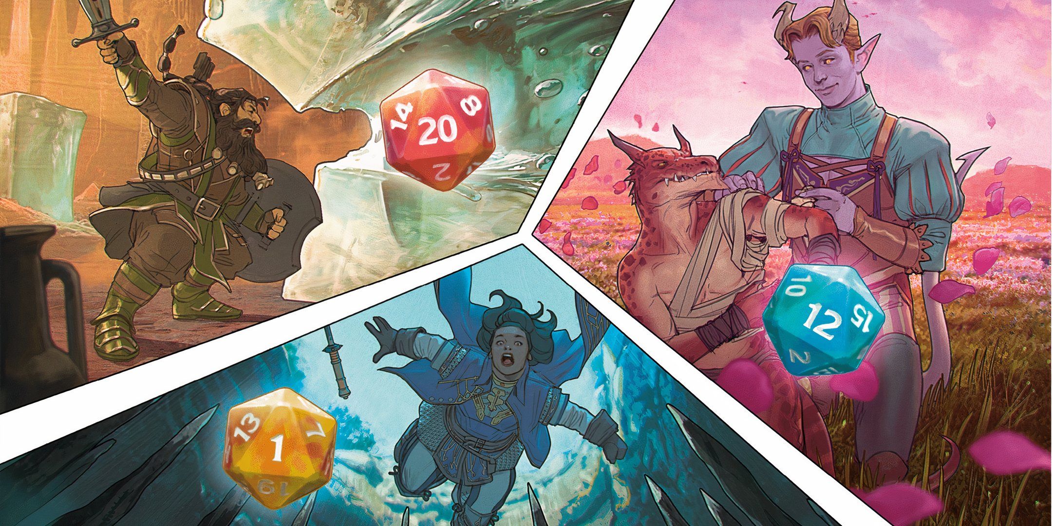 An image showing various dice rolls from a 1 to a 20 in Dungeons & Dragons. 