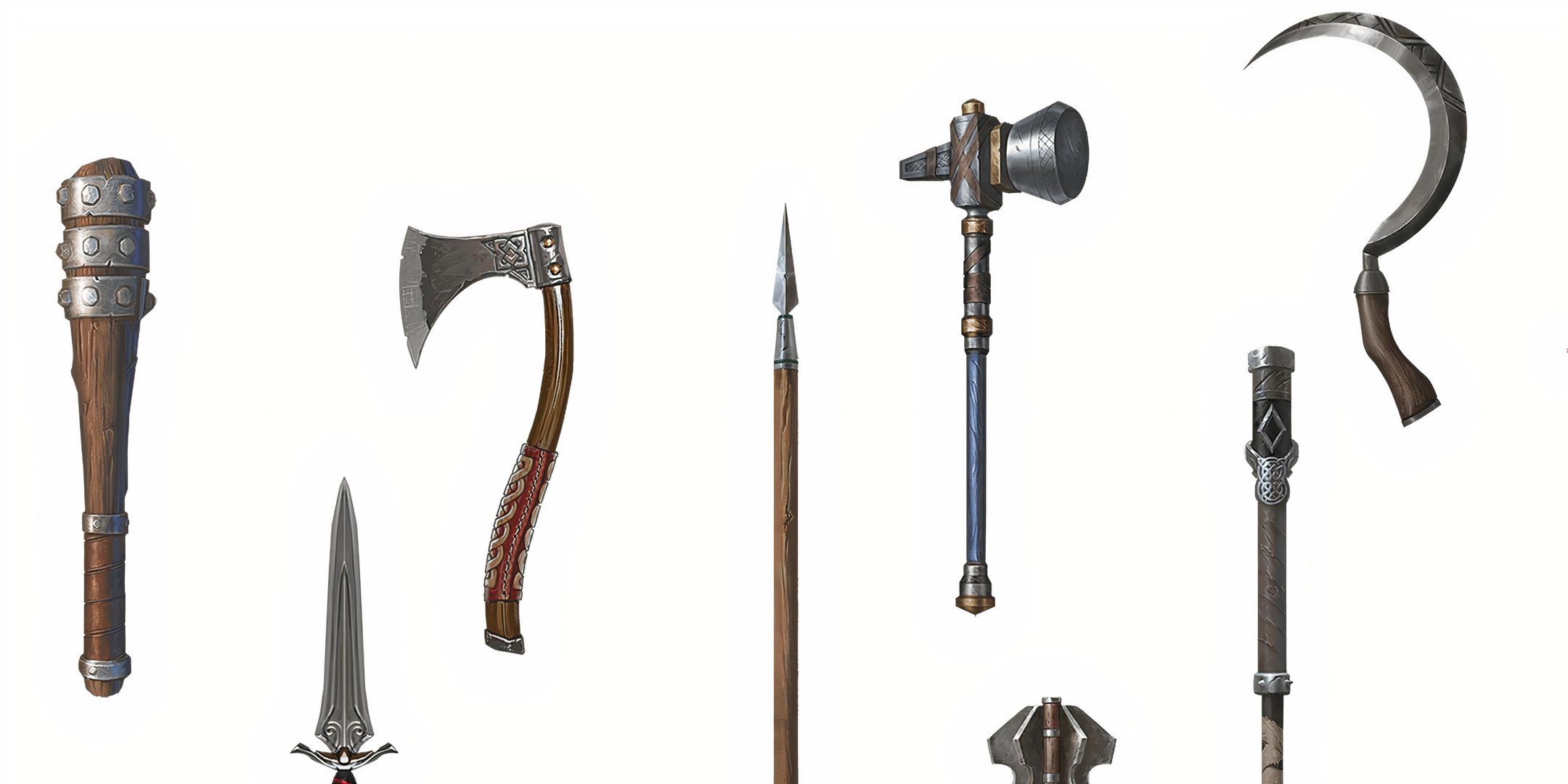 Various Simple and Martial Weapons in Dungeons & Dragons.