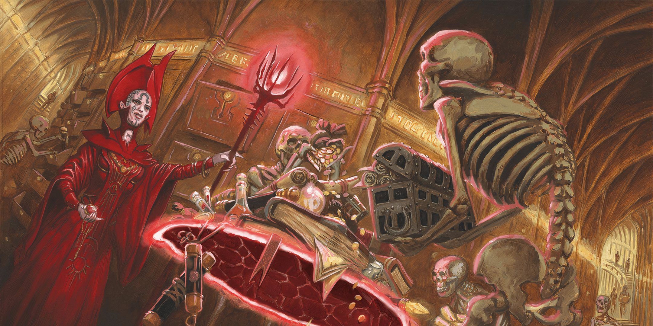 A necromancer conjuring necromantic skeletons in Dungeons & Dragons. 