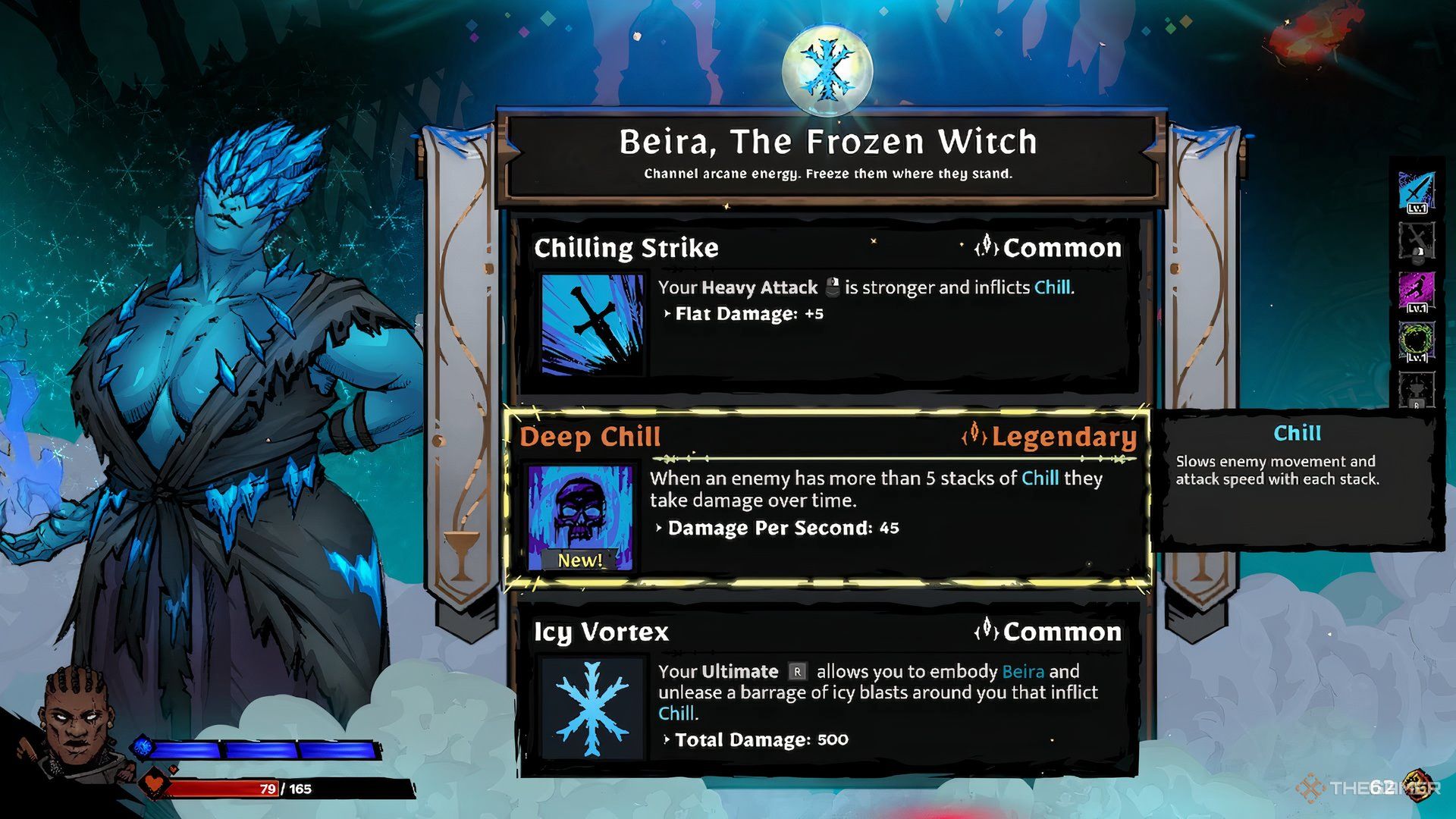 Deep Chill blessing selection screen in Sworn.