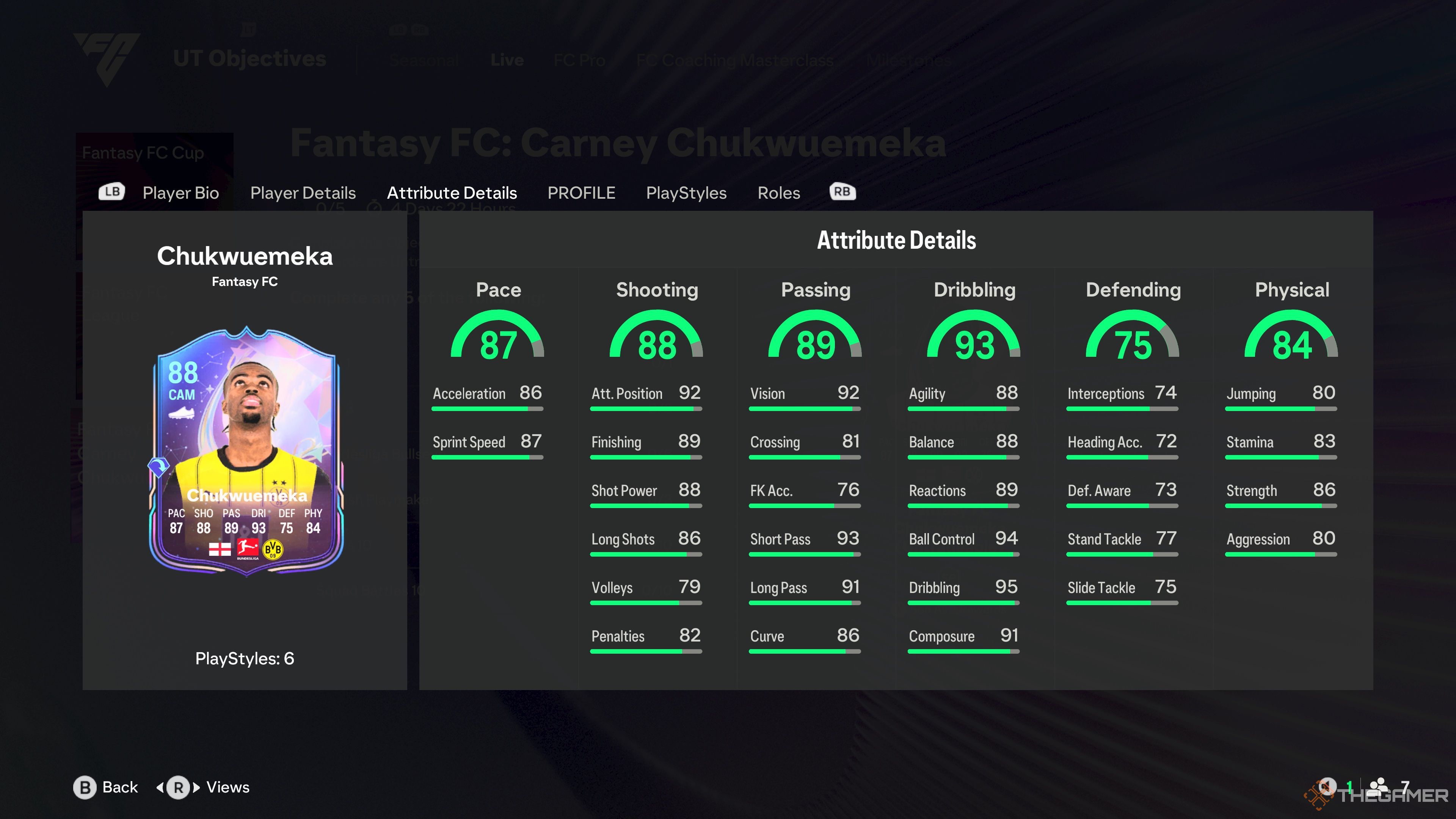 The Fantasy FC Carney Chukwuemeka Objective Card in EA Sports FC 25.