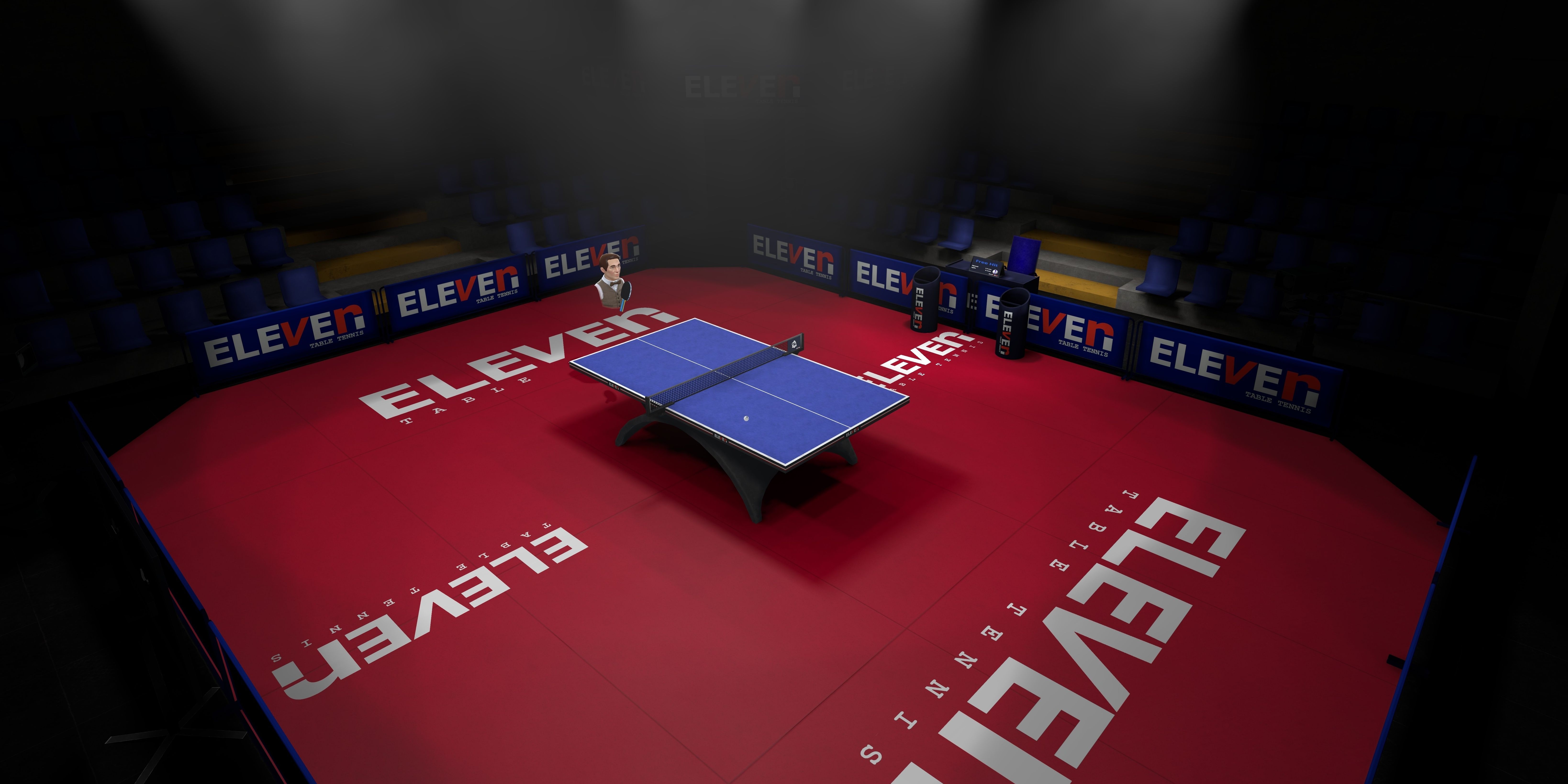 Eleven Table Tennis: A tennis table set in an tournament location.