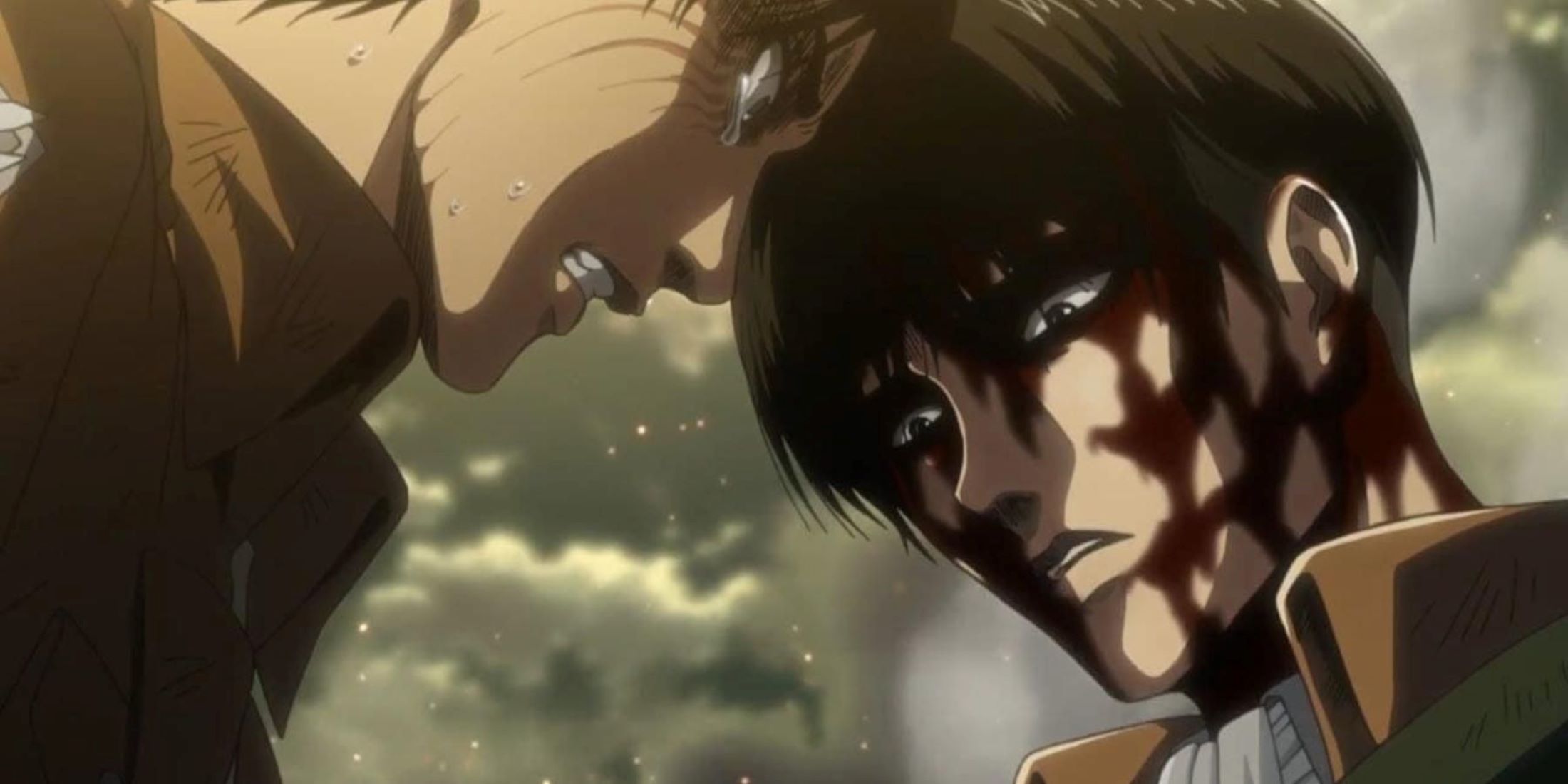 Bloody Levi and Eren facing off