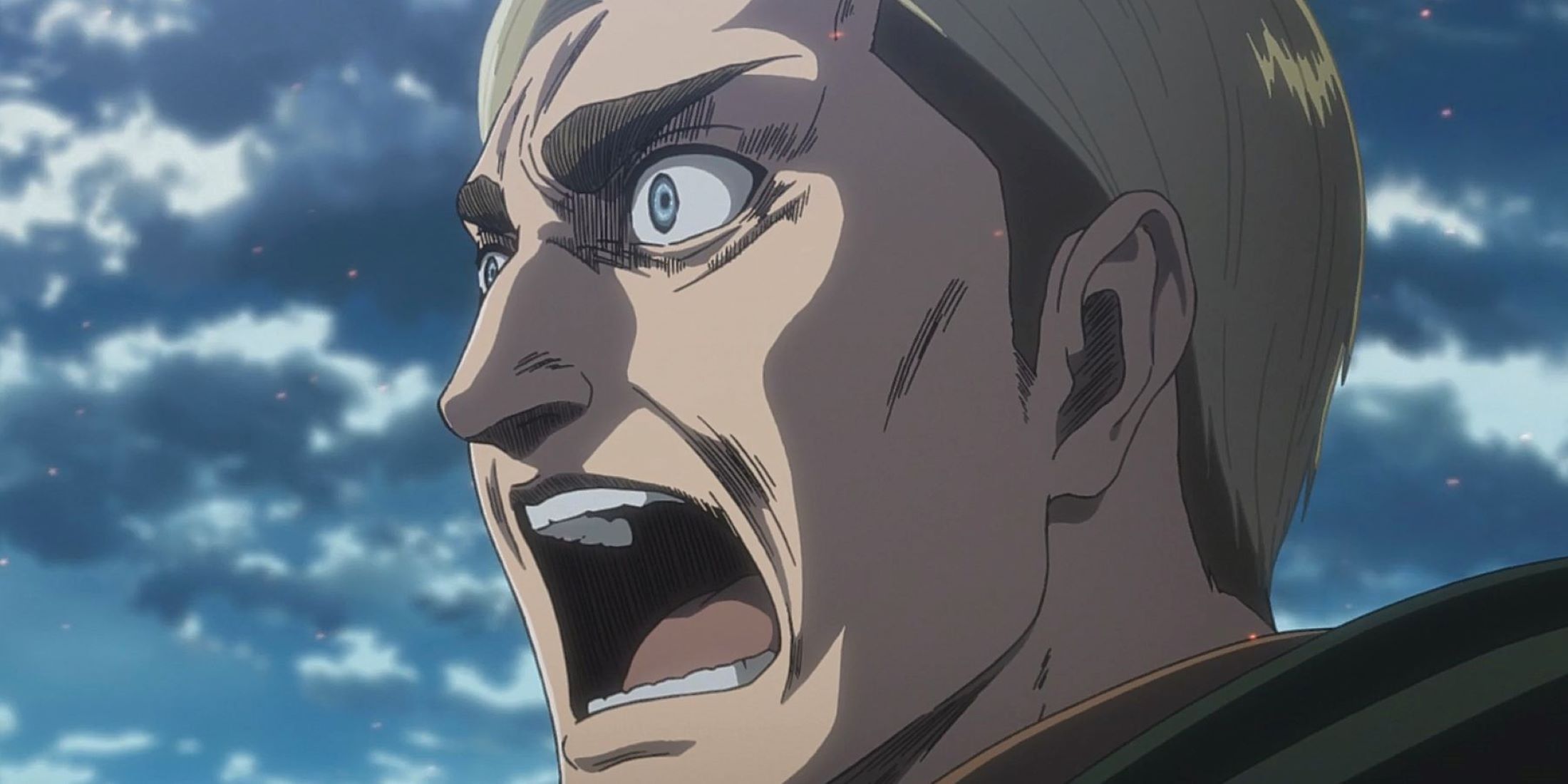 Erwin screaming as he leads a charge