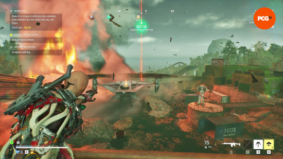 Exoborne gameplay impressions: a firestorm coming in hot over an evac site