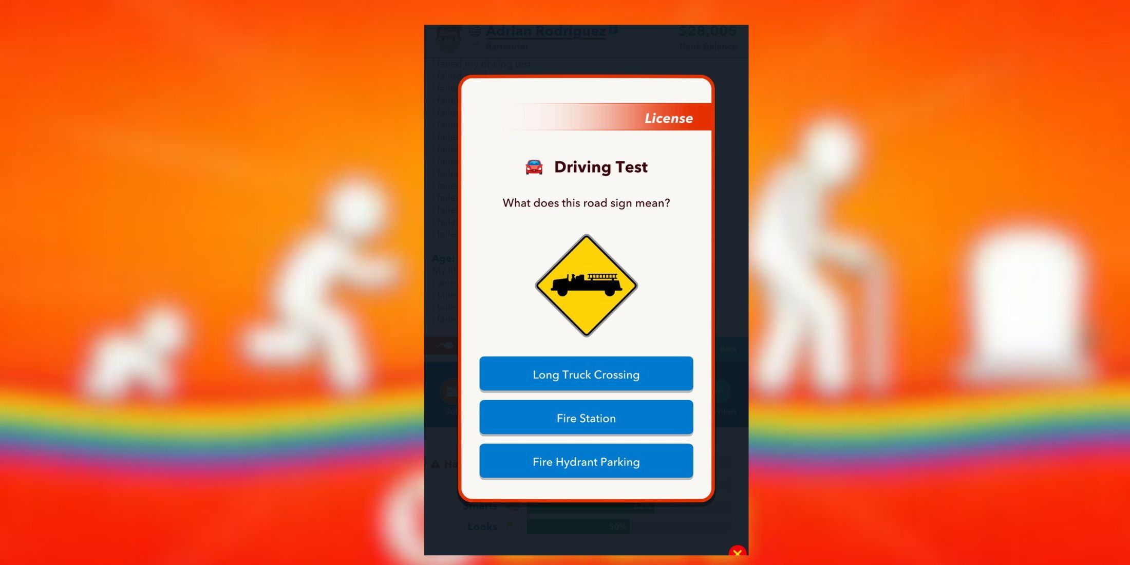 fire station sign driving test bitlife