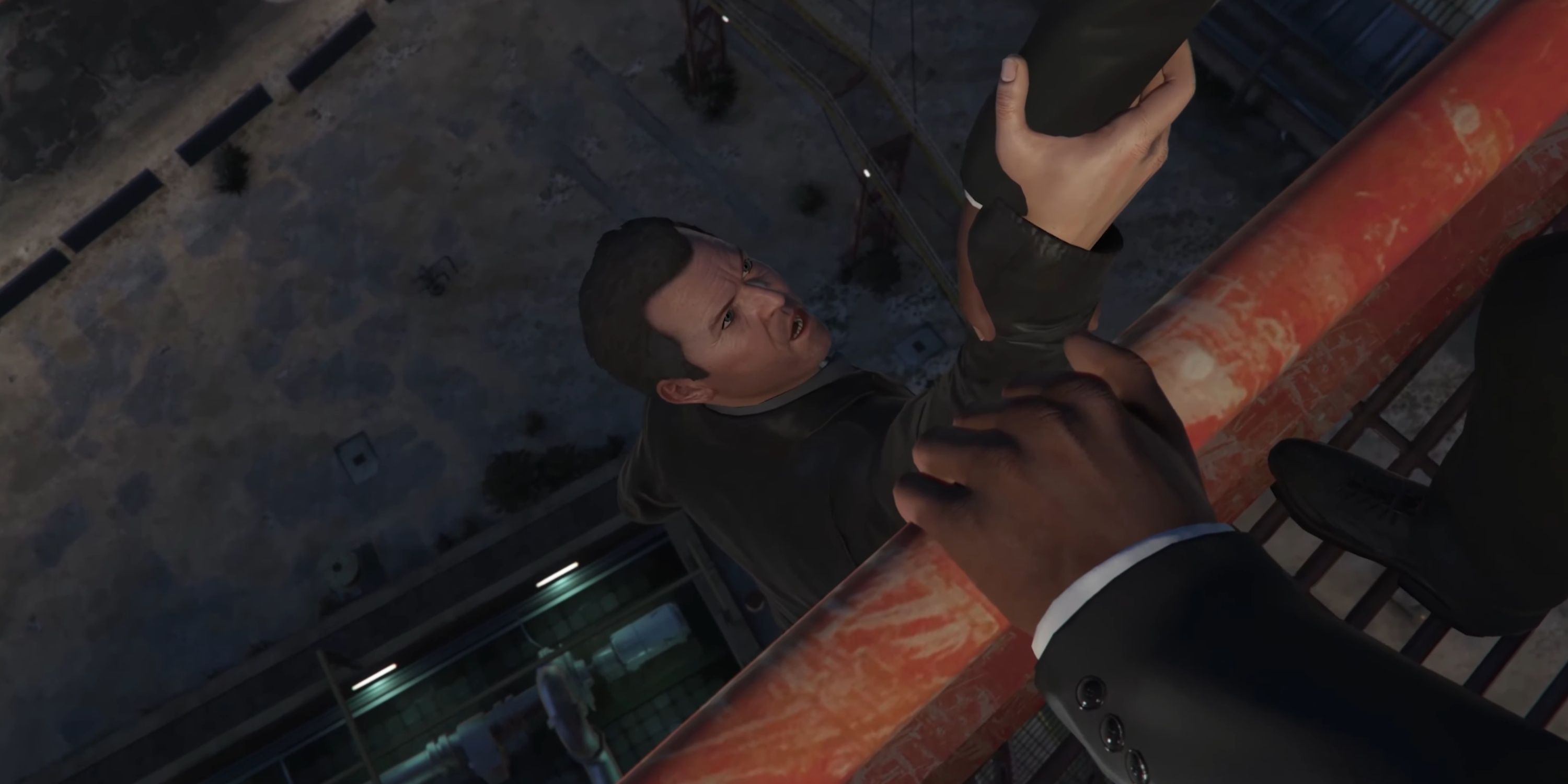 grand theft auto 5 - franklin holds onto michael