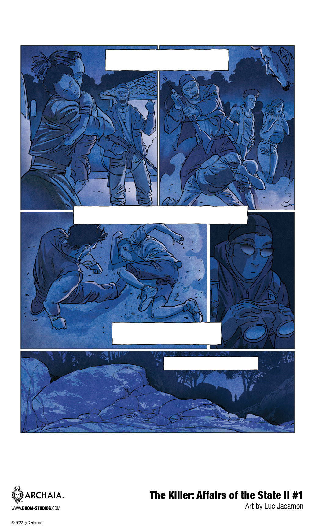 Unlettered interior pages from The Killer: Affairs of the State II.