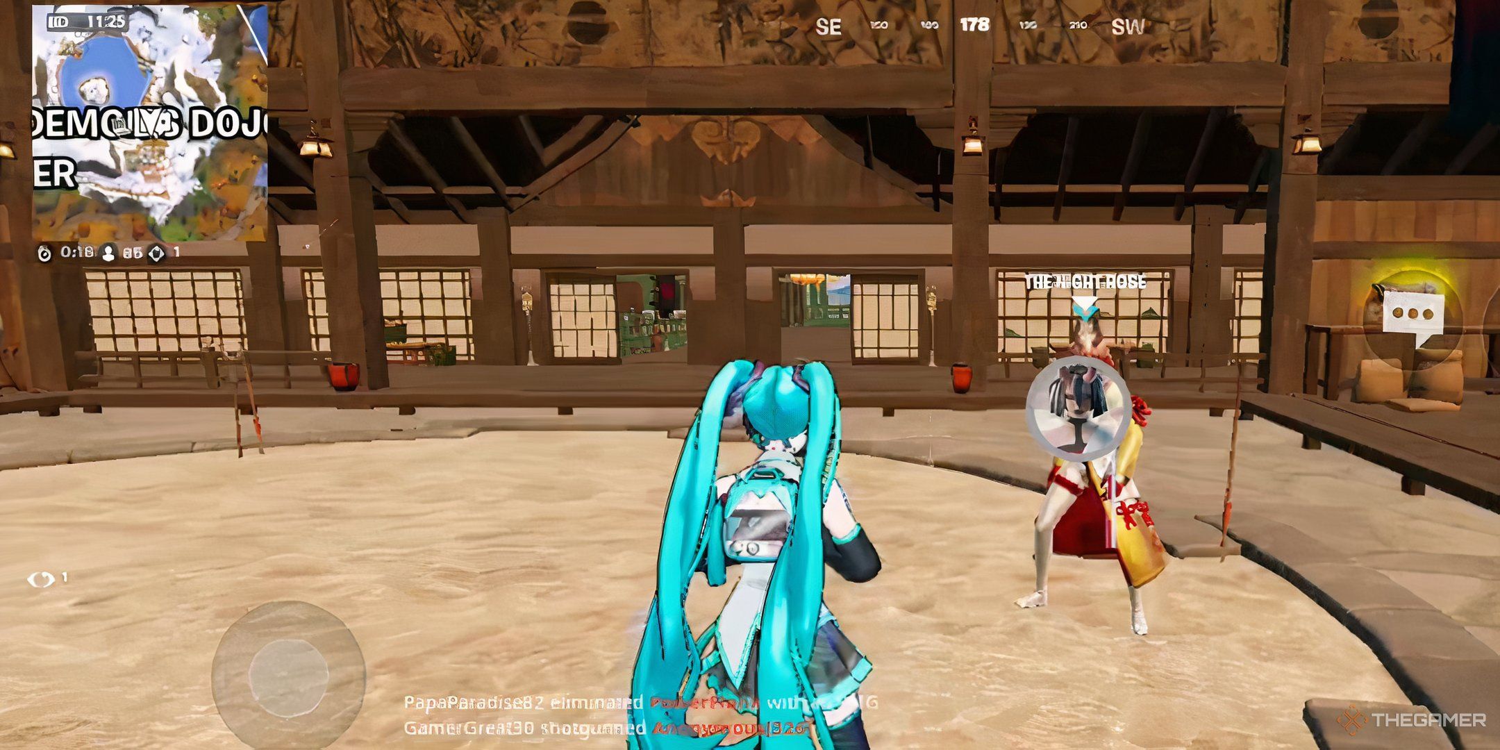 Hatsune Miku meeting The Night Rose in Fortnite Chapter 6 Season 2.