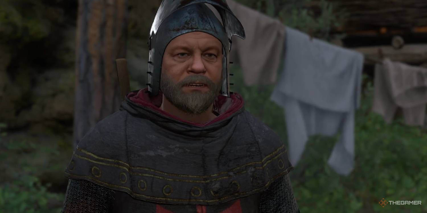 Hermit Monk Konrad in his armor in Kingdom Come: Deliverance 2.