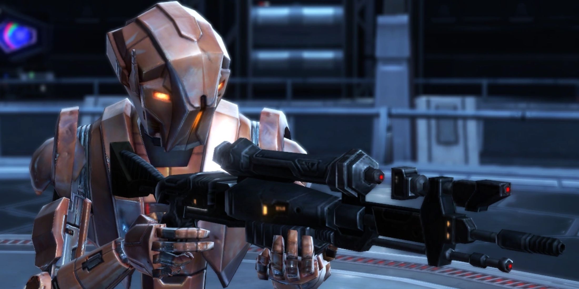 HK-47 brandishes a weapon in Star Wars: Knights Of The Old Republic