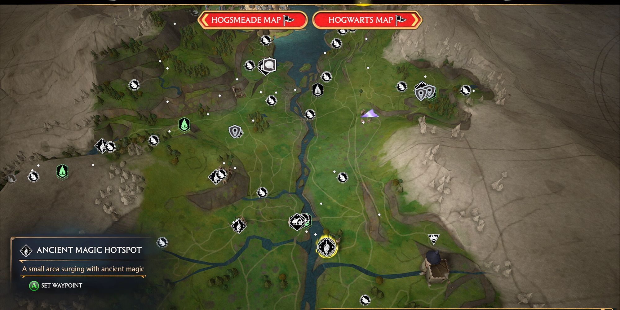 Hogwarts Legacy Ancient Magic Hotspot map location Hogwarts Valley 