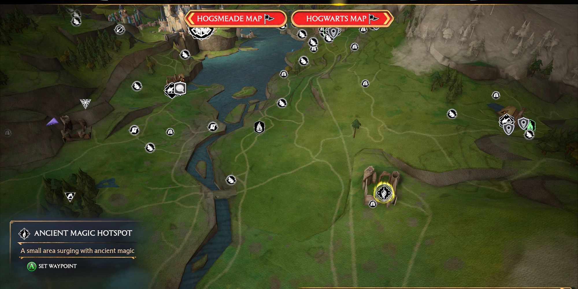 Hogwarts Legacy Ancient Magic Hotspot map location Hogwarts Valley 