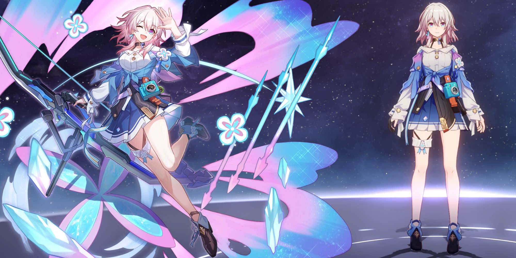 March 7th splash art over the character in the Honkai Star Rail game menu.